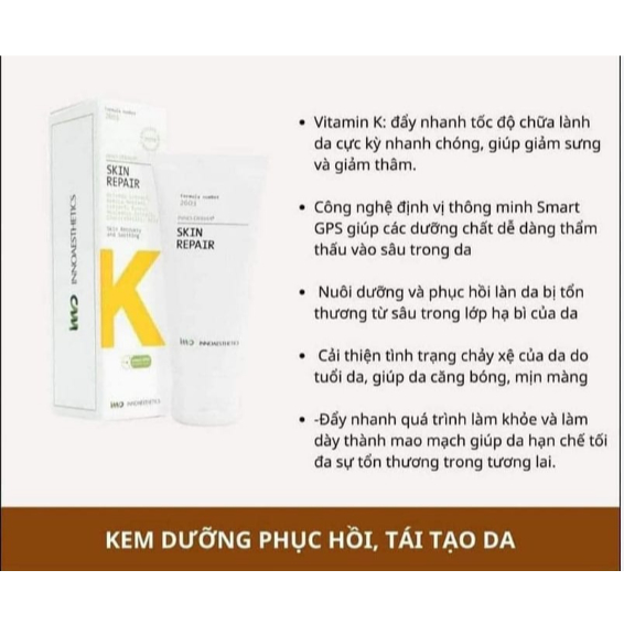 Kem K INNO Dưỡng Phục Hồi Da Khẩn Cấp Innoaesthetics Inno Derma Skin Repair CHÍNH HÃNG