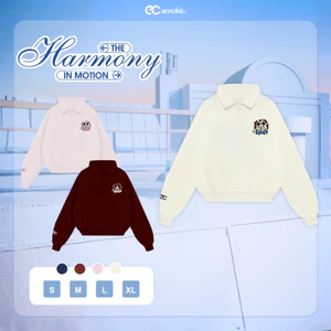 Áo Polo Crop ECOCHIC Mickey Dáng Rộng Tay Dài Logo Mickey Chất Liệu Cao Cấp Mềm Mịn SD003