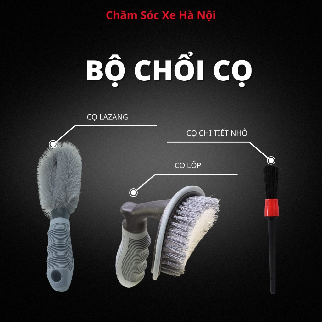 Combo 7 Món Rửa Ô Tô Cao Cấp – Bộ Cọ Bánh Xe + Nước Rửa Xe K-Wash 500ml – Dụng Cụ Rửa Xe Tại Nhà