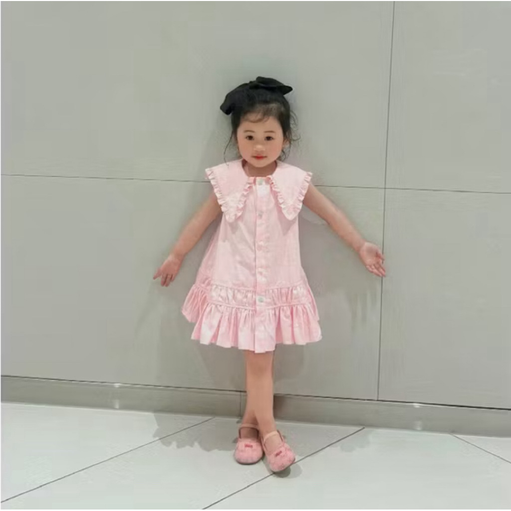 Váy hồng babydoll chất liệu thô nến mềm mát size 8-36kg DL74-cho bé gái Diệu Linh Shop Kids