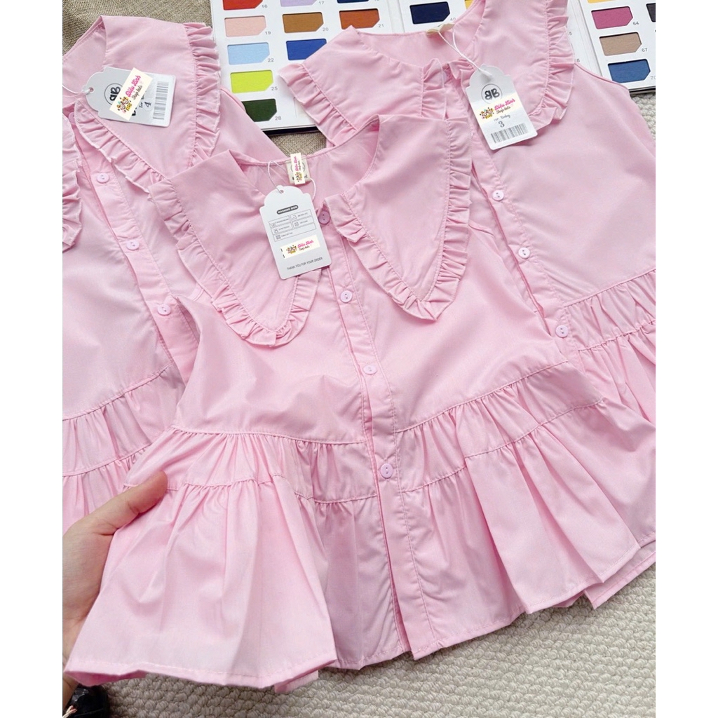 Váy hồng babydoll chất liệu thô nến mềm mát size 8-36kg DL74-cho bé gái Diệu Linh Shop Kids