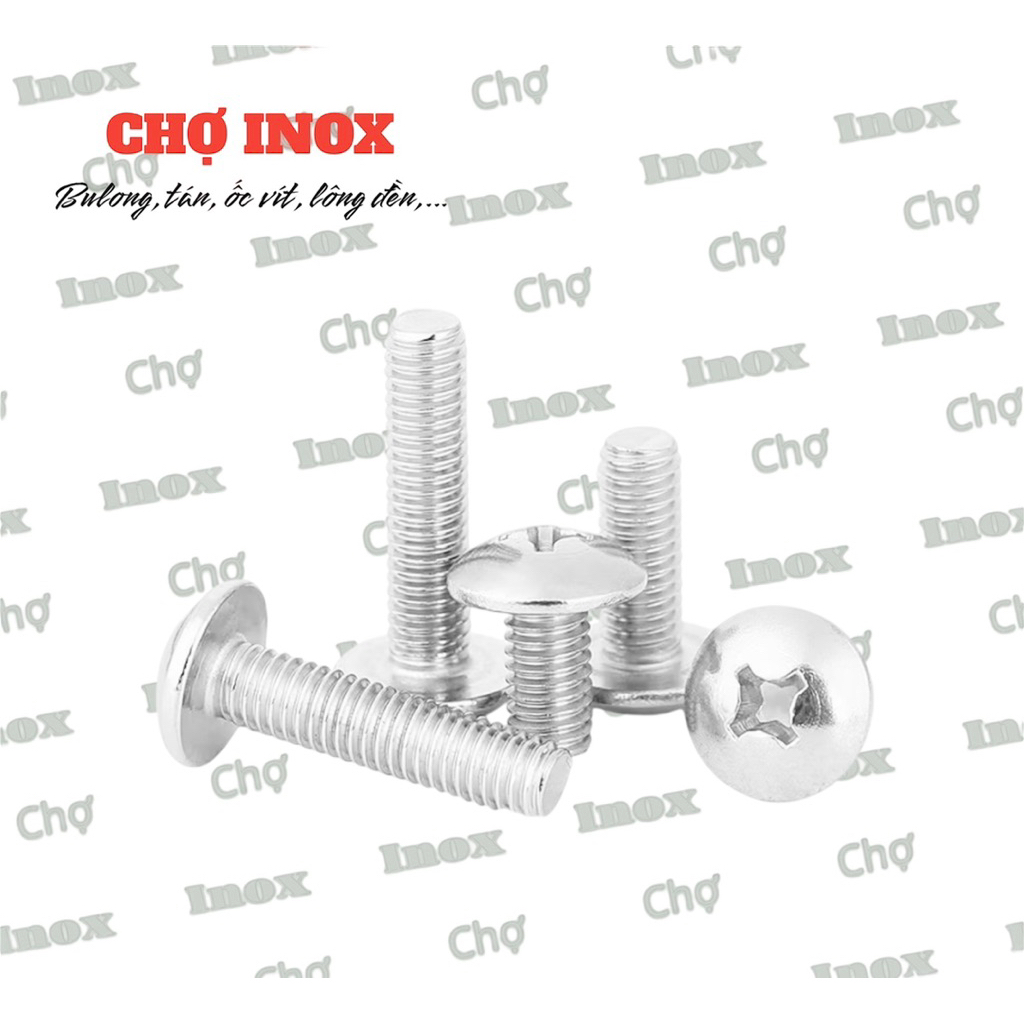 Ốc Vít inox pake đầu dù INOX 304 M3 M4 M5 M6 Bu lông inox đầu dù 10 con ...