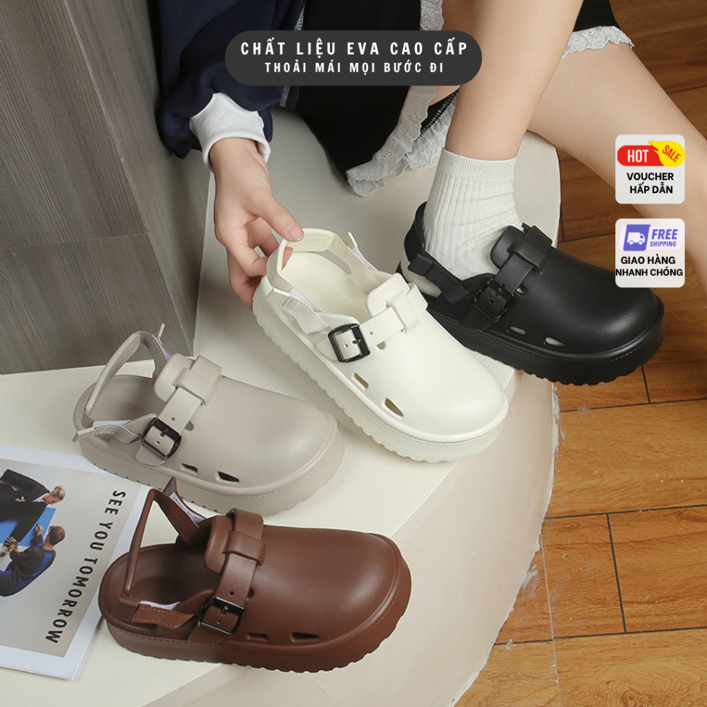 Dép Sục EVA 2 Kiểu Nam Nữ – ( Quai Sau Tháo Rời ), Đế Dày 4cm, Siêu Nhẹ, Đi Êm, Chống Trượt – QCCC