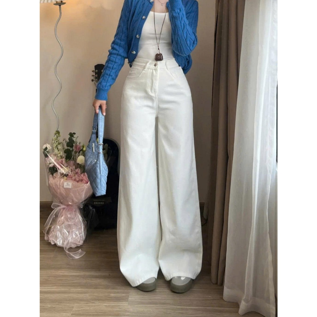 Quần jean ỐNG LOE 247Store nhiều màu lưng cao tôn dáng dài 103cm đi học đi làm đi chơi Back to School