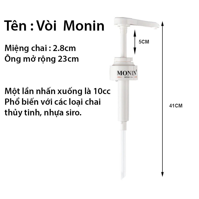 Vòi Bơm (Pump) Siro Monin Loại Nhấn 10ml, Vòi bơm đa năng chất liệu bền, Dụng cụ dành cho pha chế