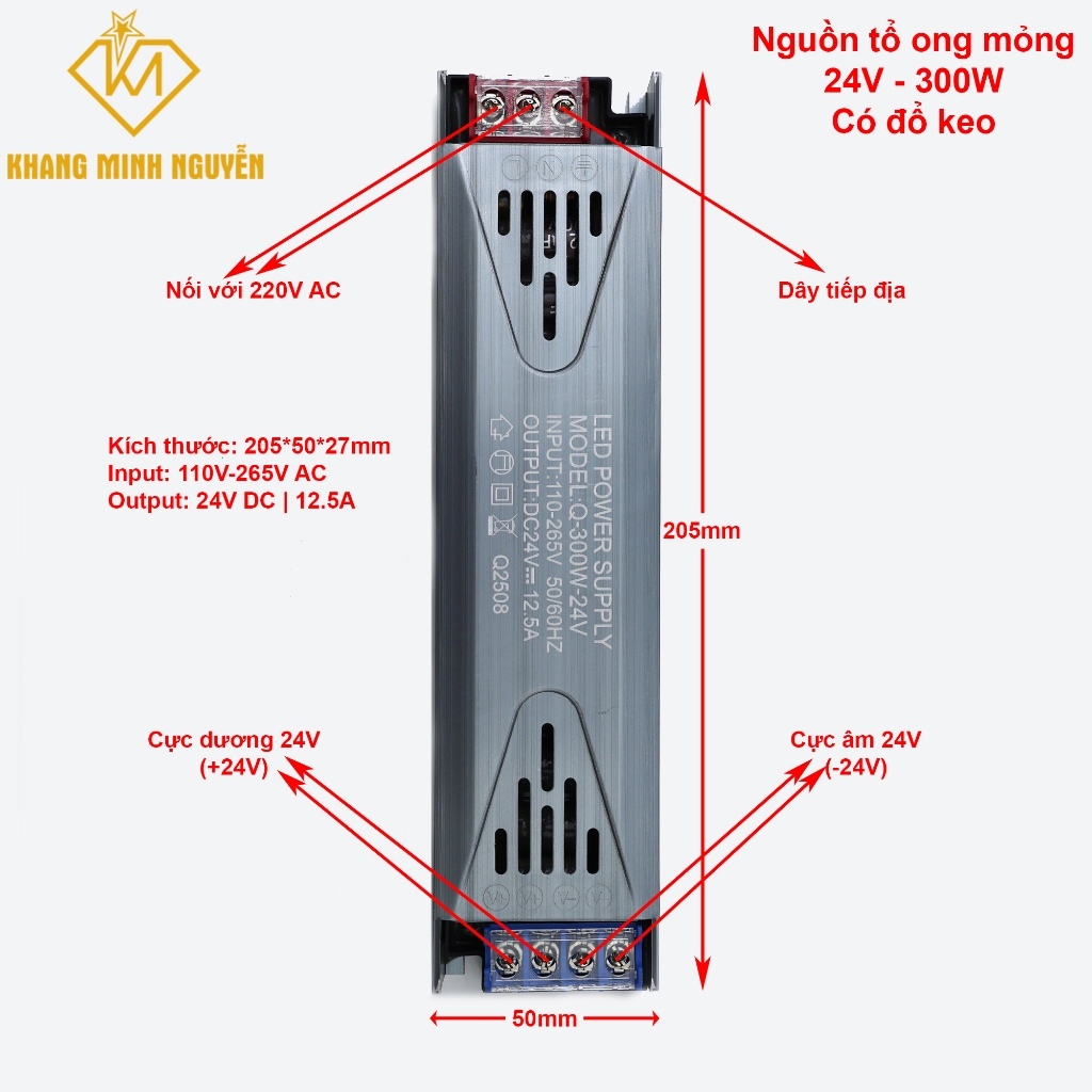 Nguồn 24V - 150W | 200W | 300W | 400W, nguồn xung 24V, biến áp 24V dùng cho led 24V