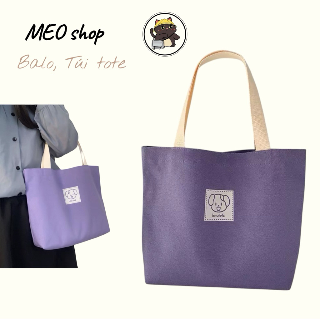 túi tote đeo vai hình gấu, vải bố chống nước, đơn giản đựng đồ mẹ và bé, đựng đồ đi làm tote gấu