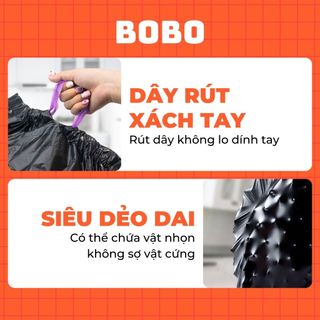 Túi rác BOBO 200 túi có dây rút treo tường chất liệu HDFE siêu chịu lực chống thấm nước không lo bẩn tay