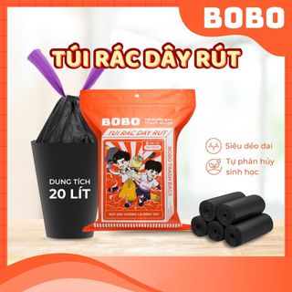 Túi rác BOBO 200 túi có dây rút treo tường chất liệu HDFE siêu chịu lực chống thấm nước không lo bẩn tay