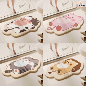 Thảm Lau Chân Hình Động Vật Dễ Thương Lông Cừu Cashmere Cho Phòng Tắm Phòng Khách Siêu Thấm Hút Chống Trượt