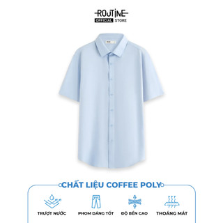 Áo Sơ Mi Nam Trơn Tay Ngắn Vải Coffee Form Fitted - Routine 10S25SHS011R2