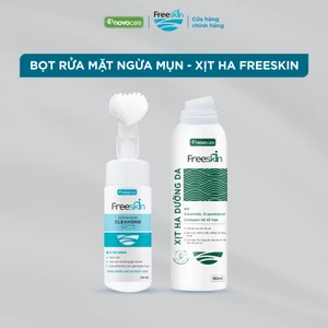 Combo HA dạng xịt 80ml & Bọt rửa mặt ngừa mụn Cleansing Foam 120ml Novocare - Freeskin