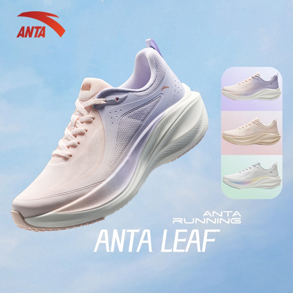 [3-10km] ANTA Giày Chạy Bộ Thể Thao Nữ Leaf 1225D5535 Công Nghệ Đế PG7 Êm, Nhẹ Thick-soled, shock-absorbing