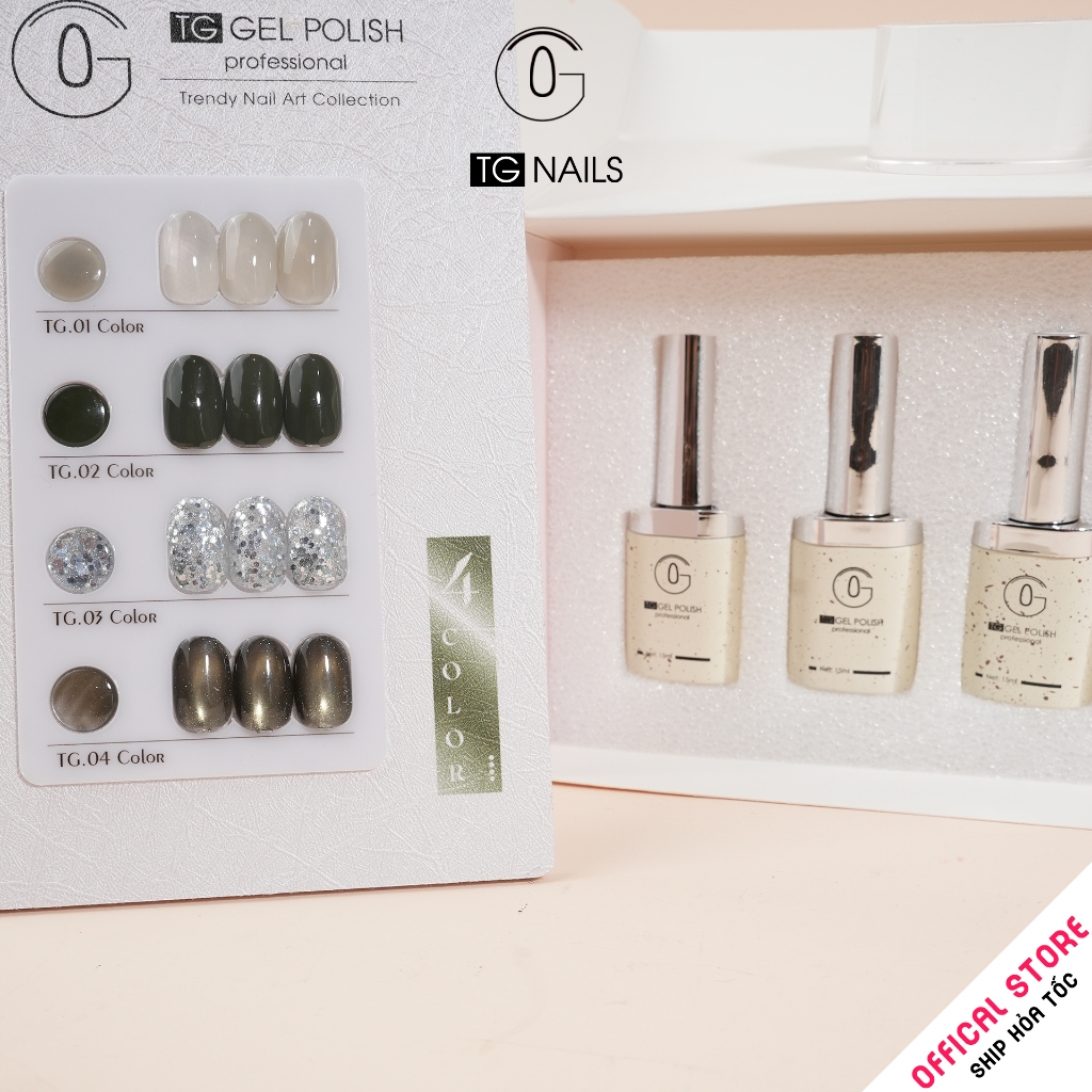 Set sơn gel 4 màu xanh TG trẻ trung, tươi mới