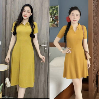 Đầm Cổ Đức Belles Thun Tăm Hàn Loại 1 Dáng Ôm Eo Mềm Mịn Mát Co Dãn 4 Chiều Đủ Size Từ 43-85KG
