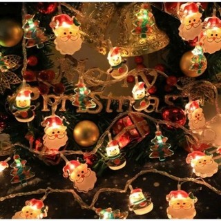 Đèn led hình ông già noel và người tuyết trang trí decor giáng sinh 3 mét 20 bóng