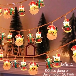 Đèn led hình ông già noel và người tuyết trang trí decor giáng sinh 3 mét 20 bóng