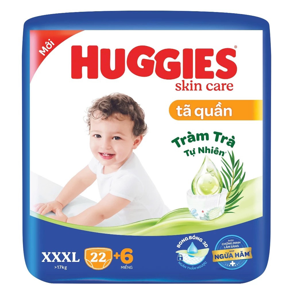 Tã quần Huggies Skincare Mega Jumbo M102+4/L100+4/XL84+4/XXL76+4/XXXL 22+6
