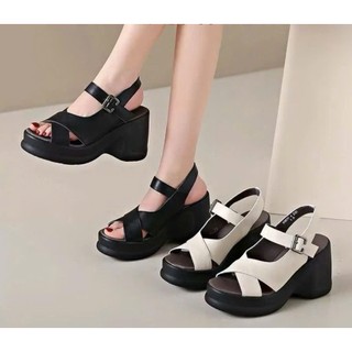GIÀY SANDAL ĐẾ XUỒNG QUAI CHÉO KHÓA CÀI 10CM HÀNG LOẠI CAO CẤP CHUẨN XỊNPPII