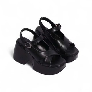 GIÀY SANDAL ĐẾ XUỒNG QUAI CHÉO KHÓA CÀI 10CM HÀNG LOẠI CAO CẤP CHUẨN XỊNPPII