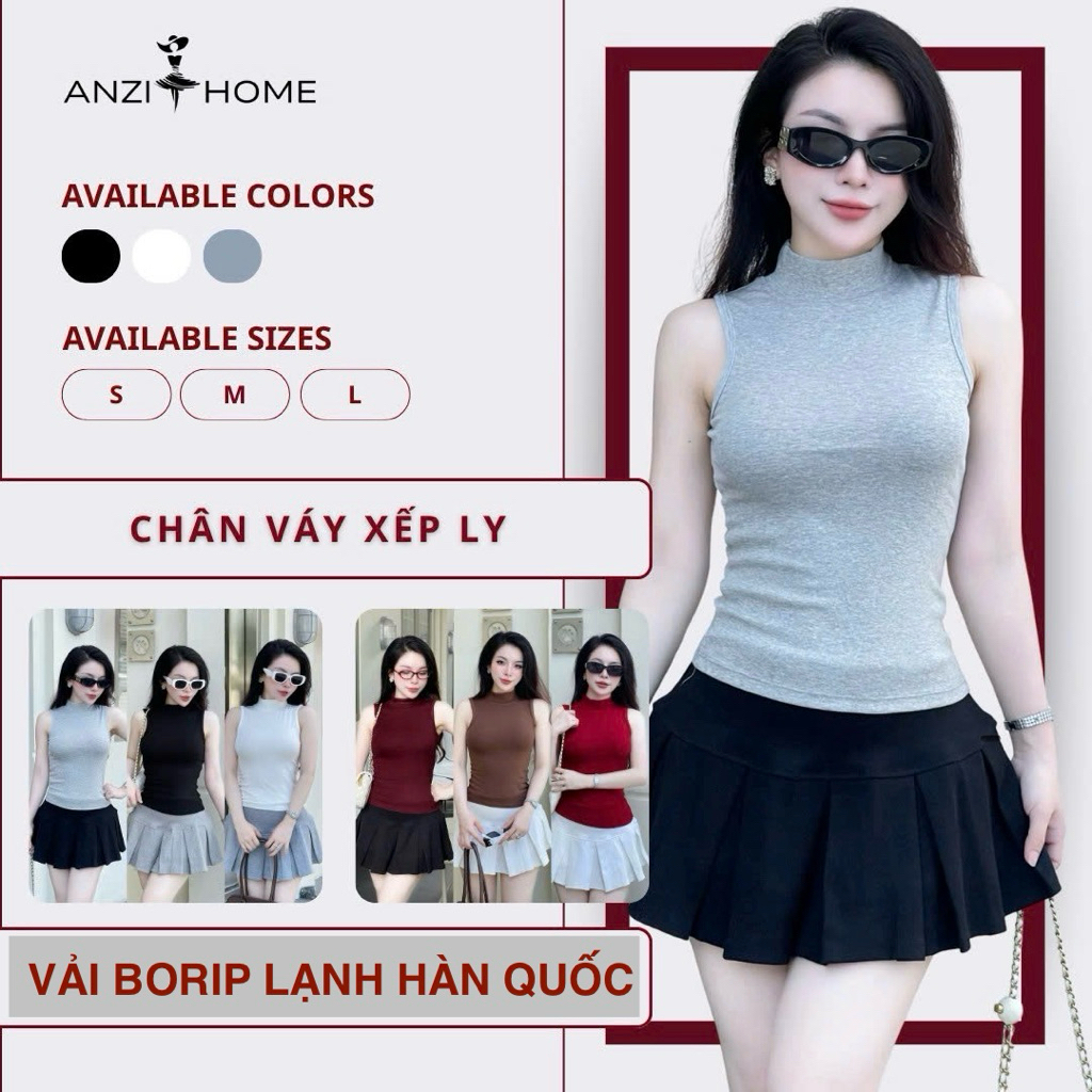 [Mã 23] ÁO THUN NỮ ÔM SÁT NÁCH CỔ LỌ - CHẤT VẢI BORIP LẠNH COTTON - MỀM NHẸ, THOÁNG MÁT - ANZi HOME