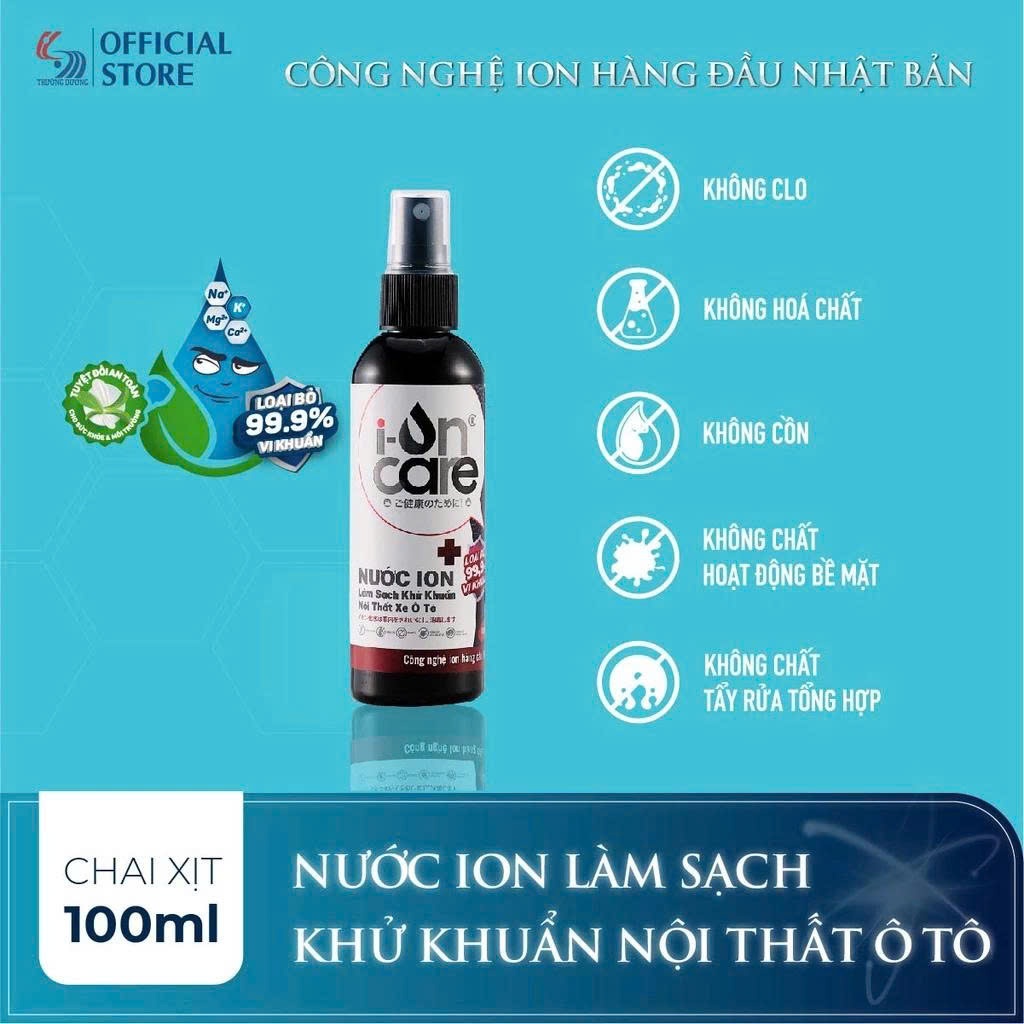 Nước ION làm sạch khử khuẩn nội thất xe ô tô  I-ONCARE 500ml - Chất tạo bóng organic nhập khẩu Đức