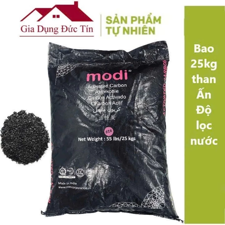 Than hoạt tính modi bao 25kg. Lọc nước giếng khoan, lọc thô