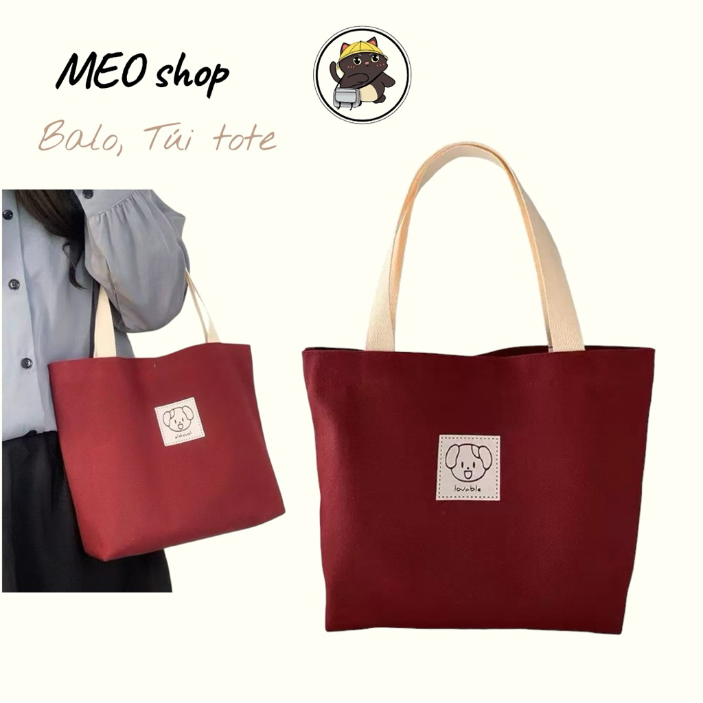 túi tote vải bố đựng đồ đi làm, đựng đồ bỉm sữa có khoá kéo vải bố chống nước tote gấu | BigBuy360 - bigbuy360.vn