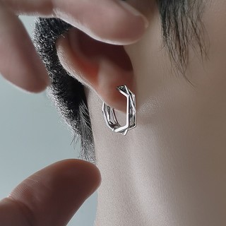SNUOFO - Hoa tai thép titan Hoa tai đính kim cương cao cấp Thiết kế vòng tròn cho nam Hoa tai nam phong cách Mỹ
