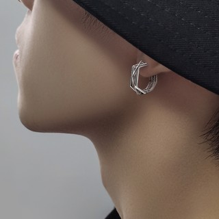 SNUOFO - Hoa tai thép titan Hoa tai đính kim cương cao cấp Thiết kế vòng tròn cho nam Hoa tai nam phong cách Mỹ