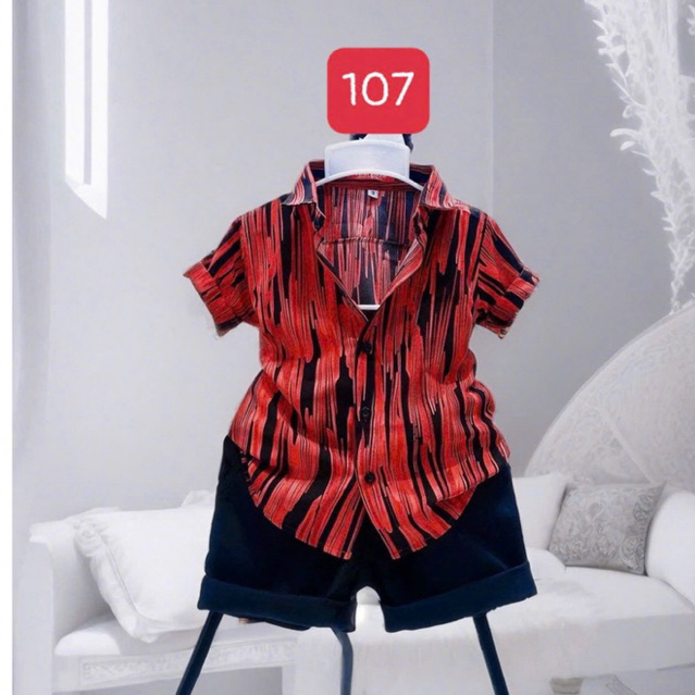 set sơmi sọc đỏ đen cho bé tra10kg-52kgTONIKIDS