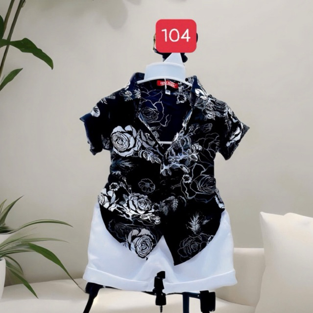 set sơmi hoạ tiết đen tổng hợp mẫu 10kg-52kg cho bé trai TONi BRAND
