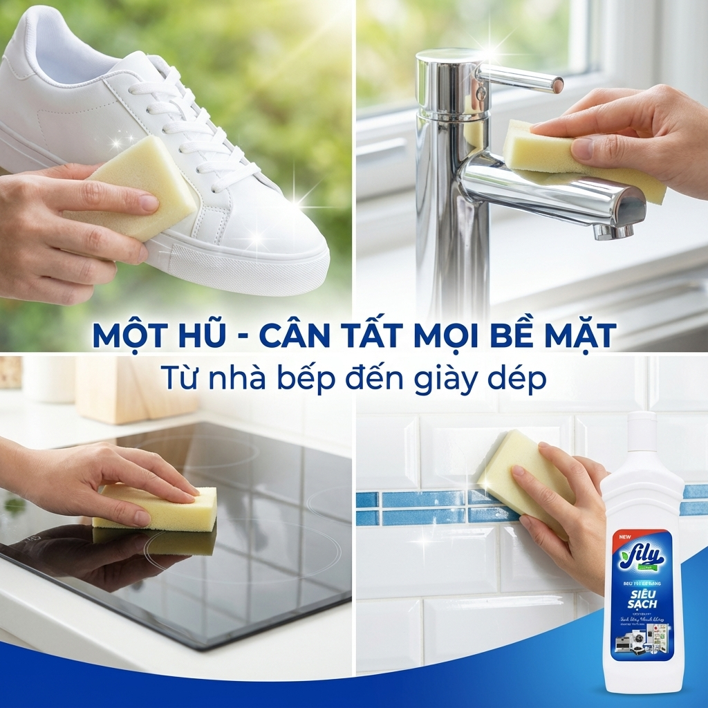 Kem Tẩy Đa Năng Tẩy Làm Sạch Mọi Vết Bẩn 700ml Fily Chai Tẩy Nhà Bếp Phòng Tắm Đồ Dùng Đa Năng