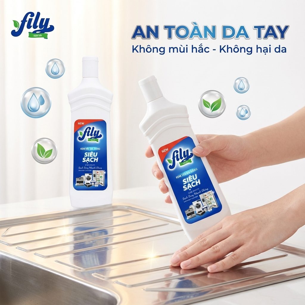Kem Tẩy Đa Năng Tẩy Làm Sạch Mọi Vết Bẩn 700ml Fily Chai Tẩy Nhà Bếp Phòng Tắm Đồ Dùng Đa Năng