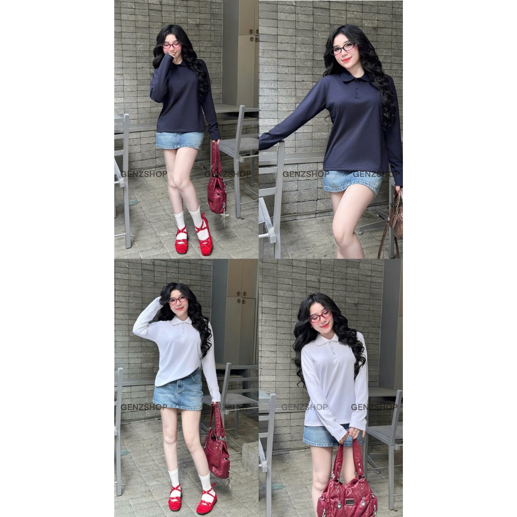Áo POLO TAY DÀI Trơn Basic Phong Cách Thanh Lịch Genz BST26 Thu Đông Casual