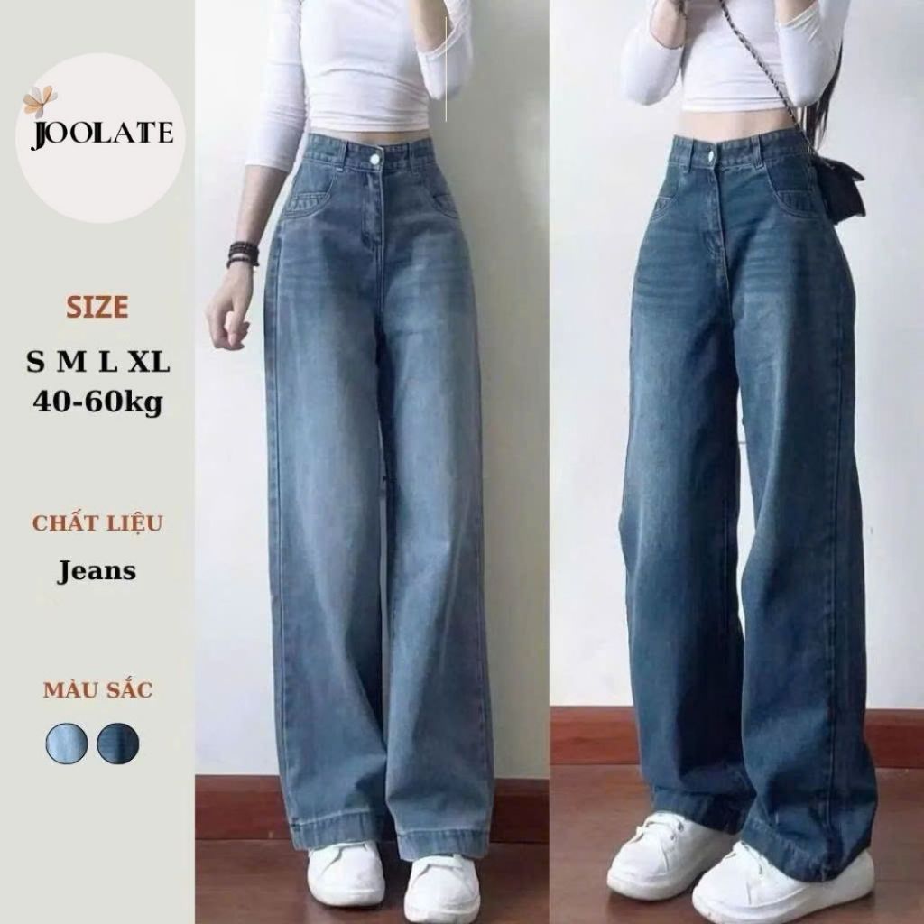 Quần Jeans Nữ Ống Suông Form Rộng Vừa Basic Trơn Joolate – Quần Dài Dáng Đứng Đi Học Đi Làm Mùa Hè