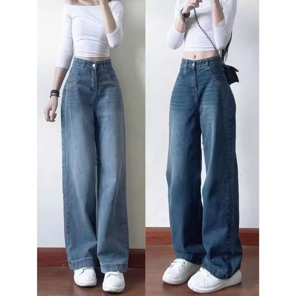 Quần Jeans Nữ Ống Suông Form Rộng Vừa Basic Trơn Joolate – Quần Dài Dáng Đứng Đi Học Đi Làm Mùa Hè