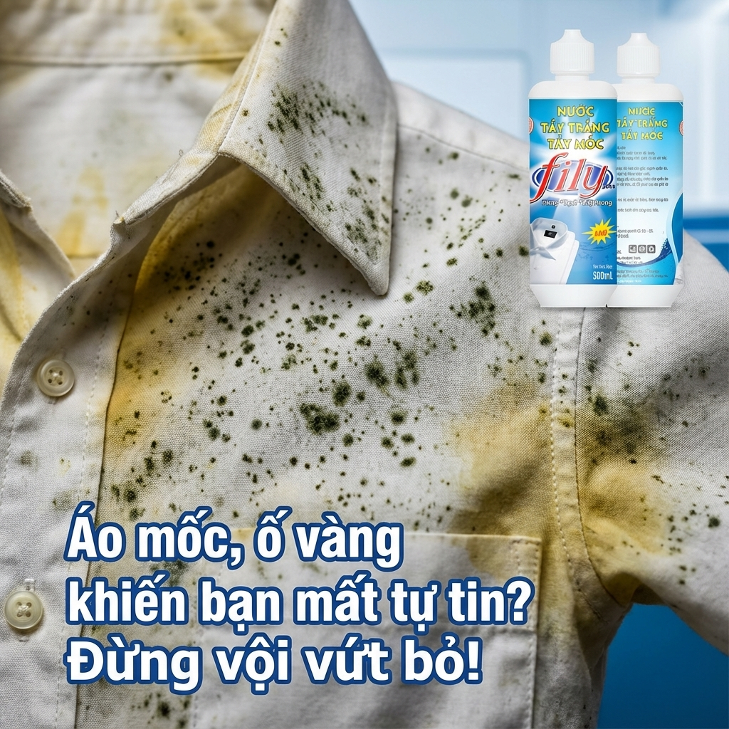Chai Tẩy Mốc Quần Áo Trắng Không Phai Màu 500ml Fily Tẩy Vết Bẩn Quần Áo Làm Vết Bẩn Mốc Đồ Ăn Ố Màu