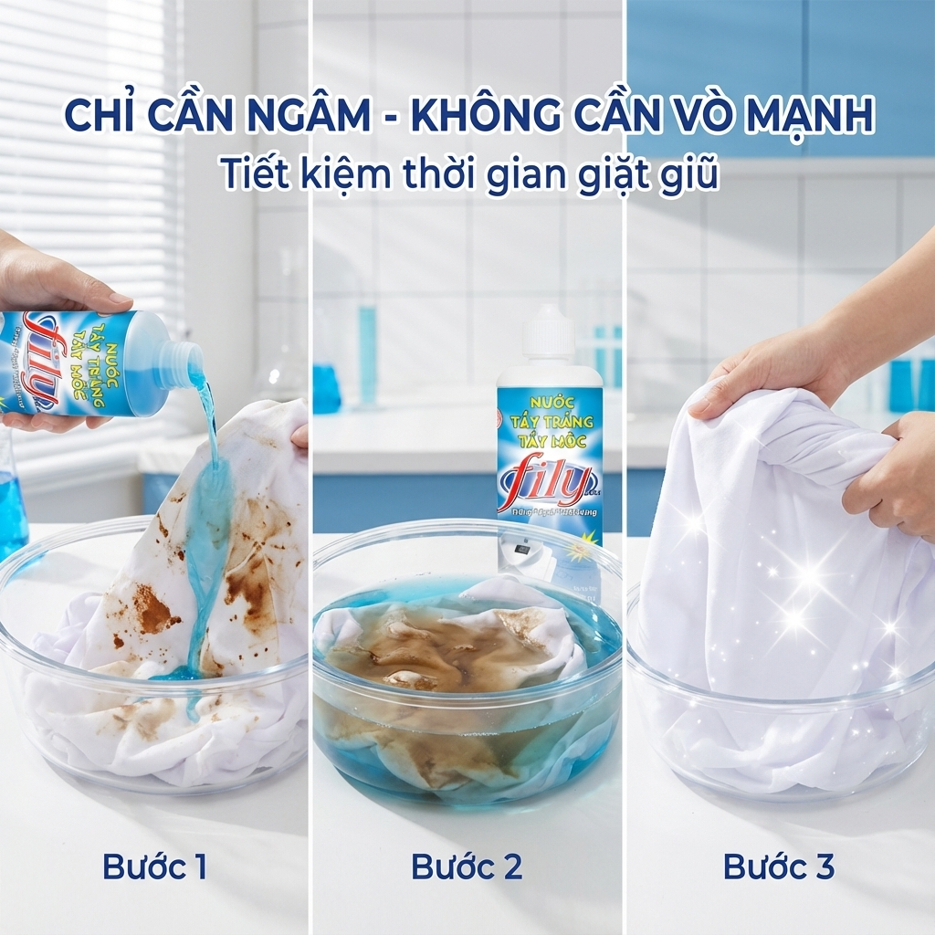 Chai Tẩy Mốc Quần Áo Trắng Không Phai Màu 500ml Fily Tẩy Vết Bẩn Quần Áo Làm Vết Bẩn Mốc Đồ Ăn Ố Màu