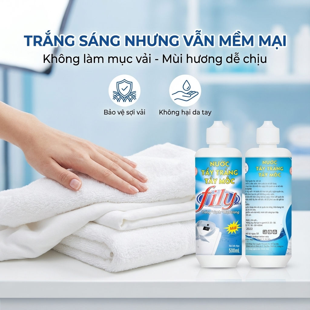 Chai Tẩy Mốc Quần Áo Trắng Không Phai Màu 500ml Fily Tẩy Vết Bẩn Quần Áo Làm Vết Bẩn Mốc Đồ Ăn Ố Màu