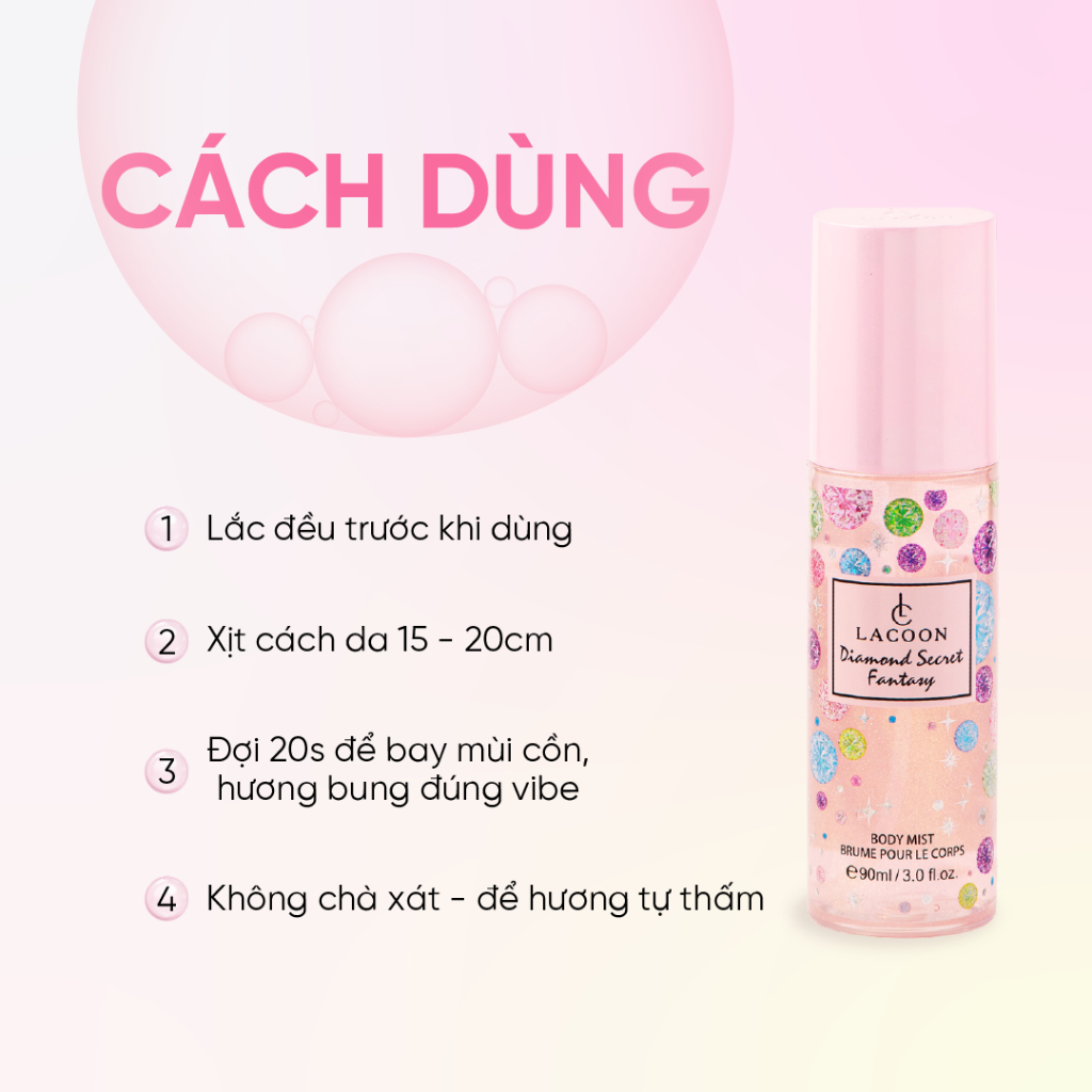 [BEST SELLER] Set Body Mist & Body Lotion LACOON 90ML – Hương Nước Hoa, Dưỡng Ẩm Sâu, Lưu Hương Lâu Trên Da