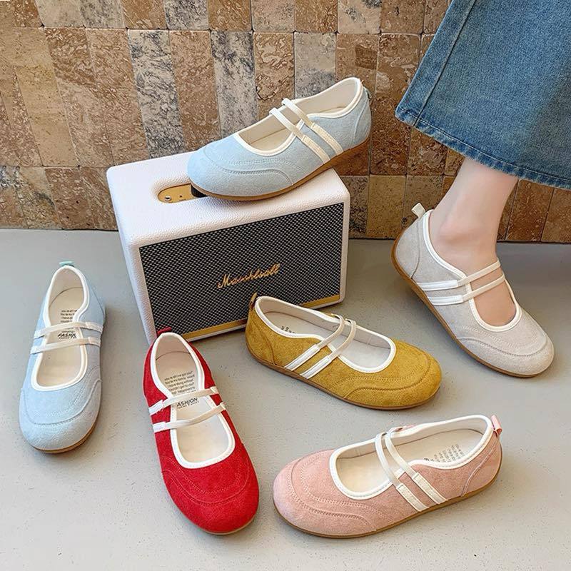 Giày Ballet, Giày Mary Jane Nữ Đế Thấp Mũi Tròn Quai Chun Đế Êm Mềm Dễ Phối || Mã N38