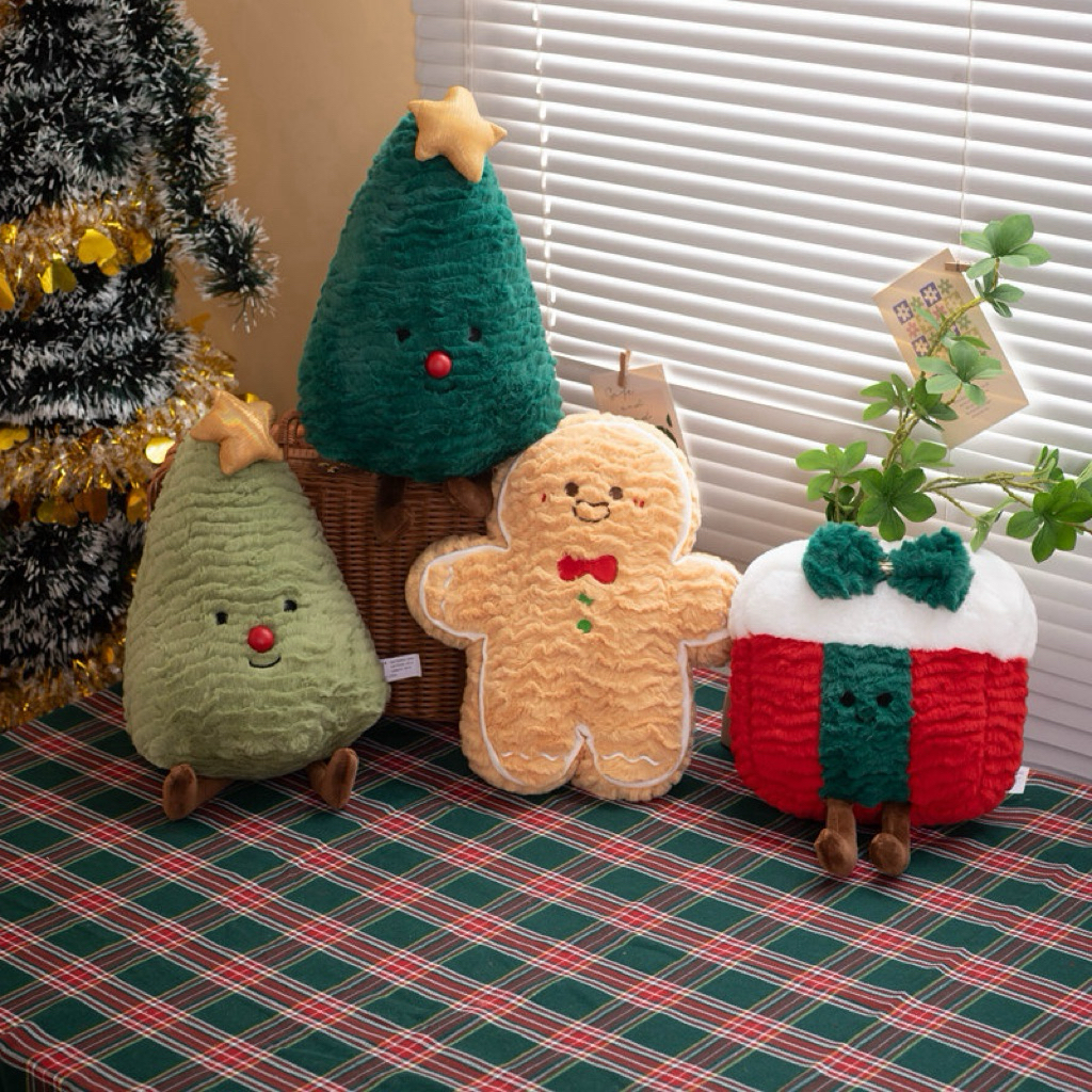 Gấu Thú Bông Noel Bánh Gừng Hộp Quà Vòng Nguyệt Quế Giáng Sinh Quà Tặng Unisex Độc Đáo Dễ Thương