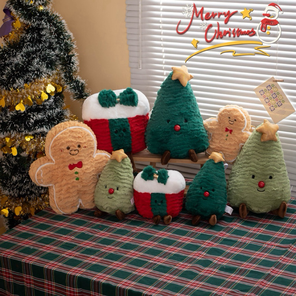 Gấu Thú Bông Noel Bánh Gừng Hộp Quà Vòng Nguyệt Quế Giáng Sinh Quà Tặng Unisex Độc Đáo Dễ Thương
