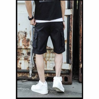 [ FREESHIP + VIDEO ẢNH THẬT ]  quần đùi nam kaki túi hôp, short vải đen nữ túi to lưng thun k1
