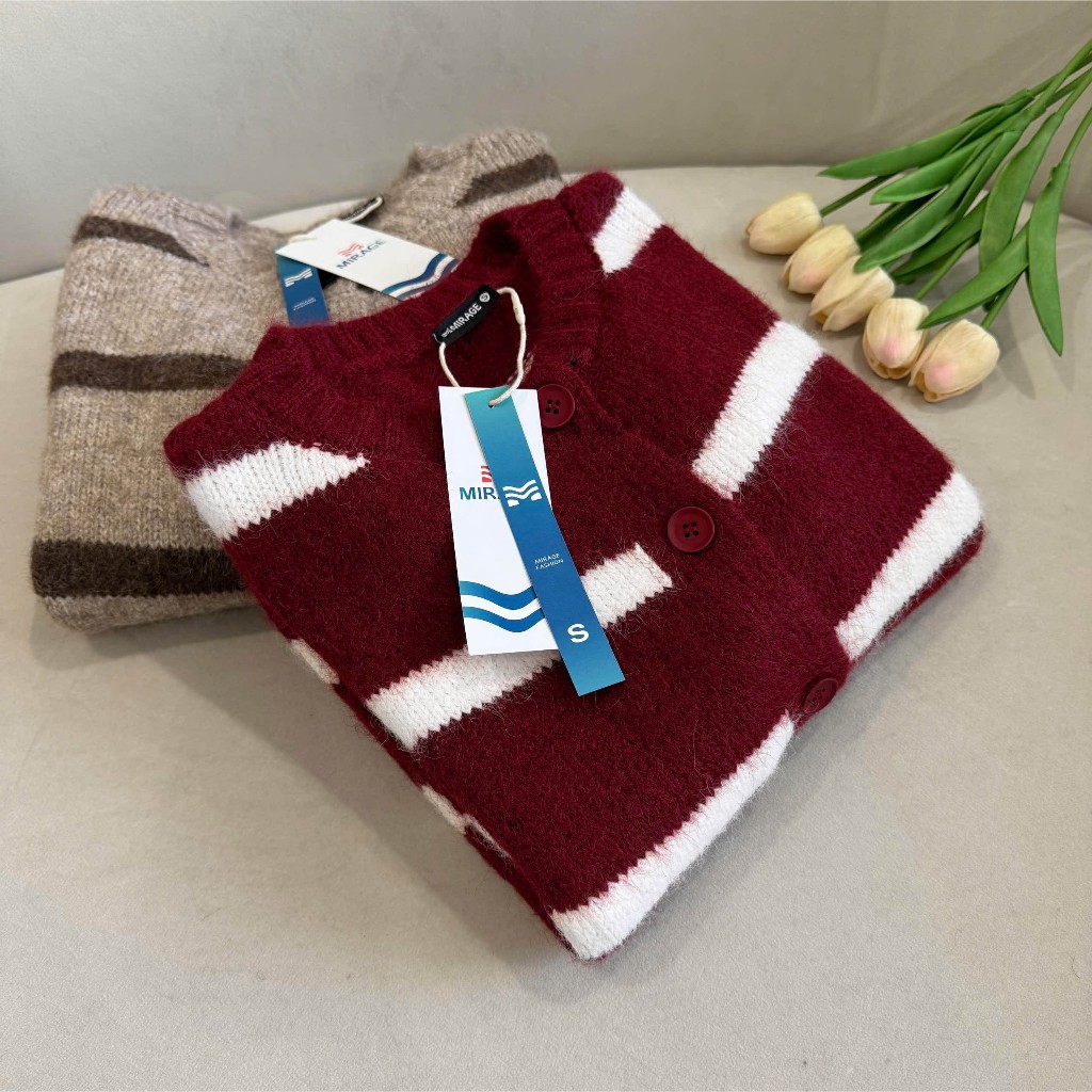Áo Khoác Cardidgan Mirage Sọc Ngang Bản To Hot Trend Local Brand Chất Len Mềm Mịn.