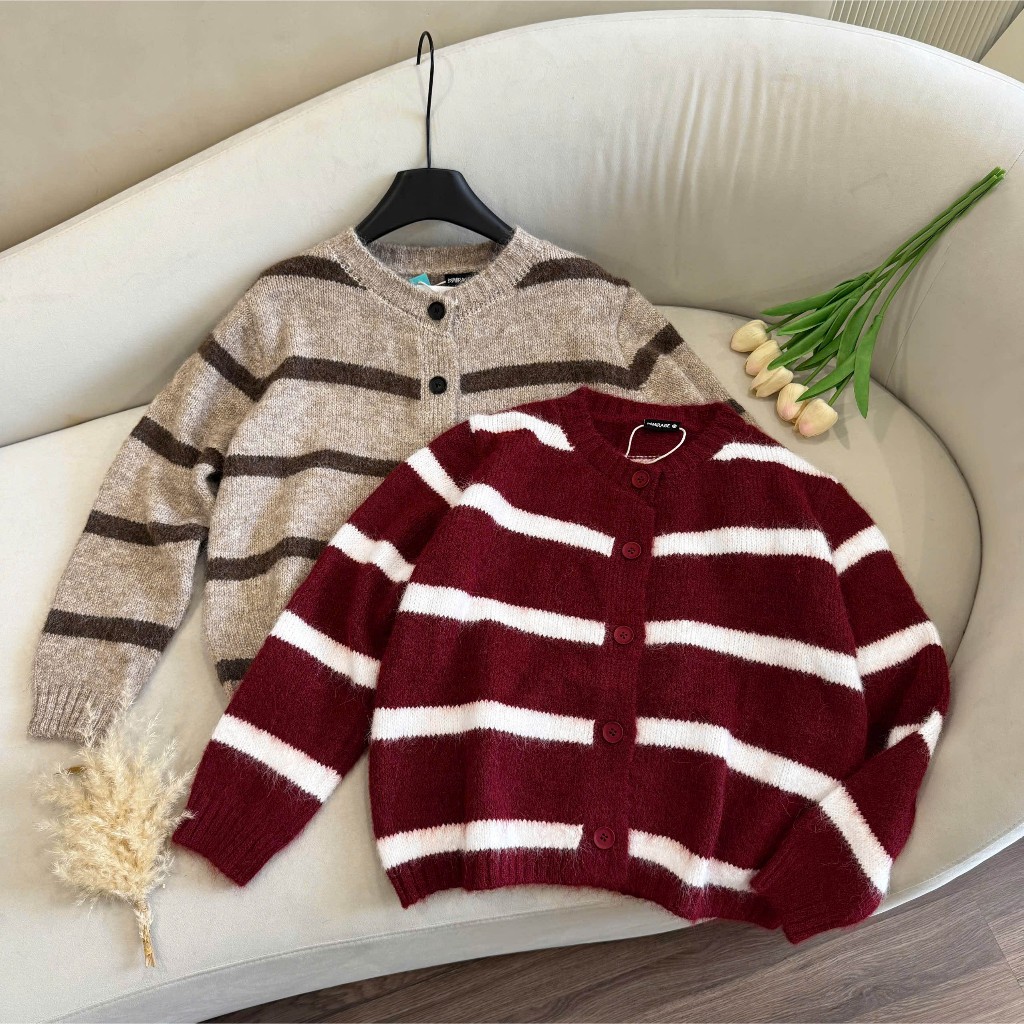 Áo Khoác Cardidgan Mirage Sọc Ngang Bản To Hot Trend Local Brand Chất Len Mềm Mịn.