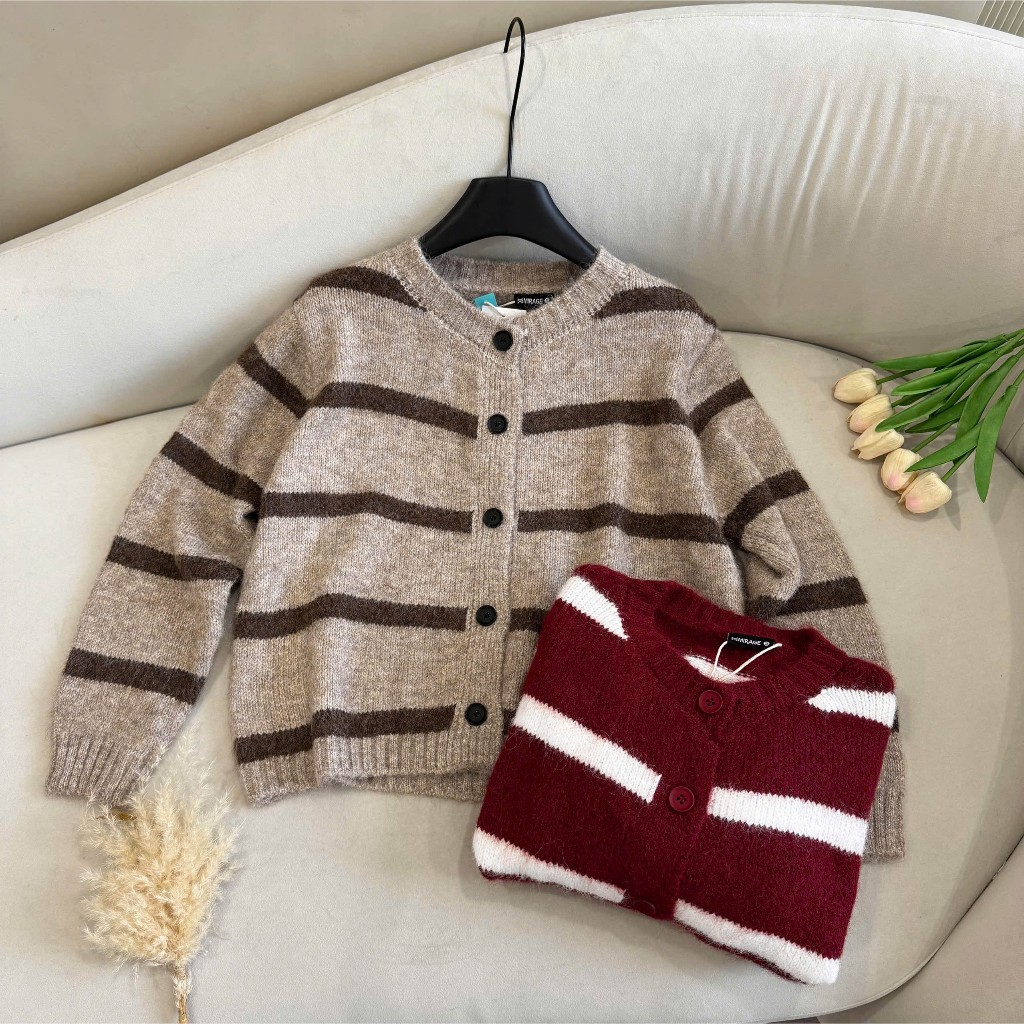 Áo Khoác Cardidgan Mirage Sọc Ngang Bản To Hot Trend Local Brand Chất Len Mềm Mịn.
