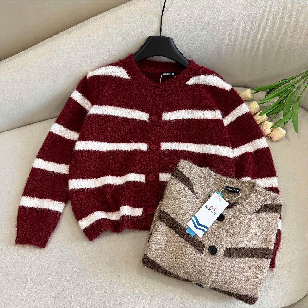 Áo Khoác Cardidgan Mirage Sọc Ngang Bản To Hot Trend Local Brand Chất Len Mềm Mịn.