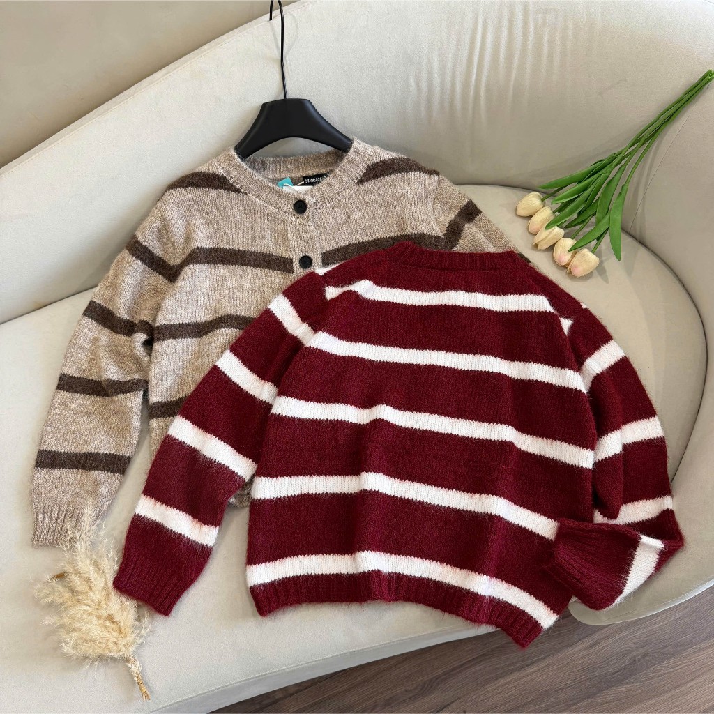 Áo Khoác Cardidgan Mirage Sọc Ngang Bản To Hot Trend Local Brand Chất Len Mềm Mịn.